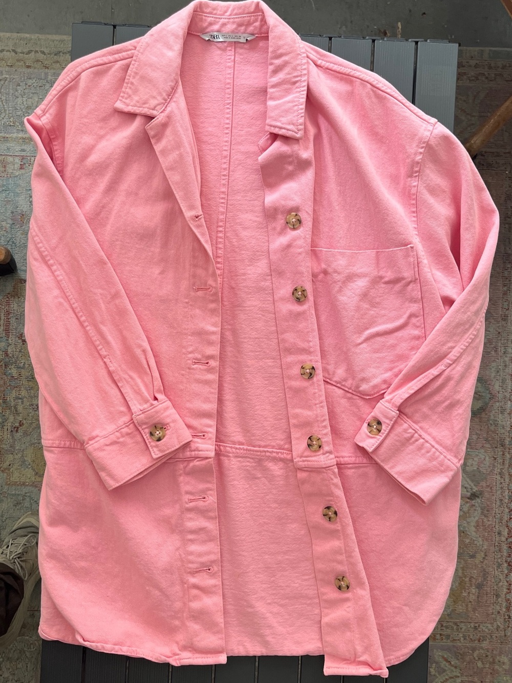 Zara Pink Button-Up Utility Shacket